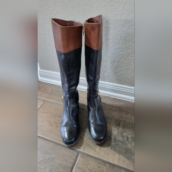 Michael Kor's Two Toned Leather Boots with Gold Emblem / Woman's Size 7.5 - Picture 2 of 4